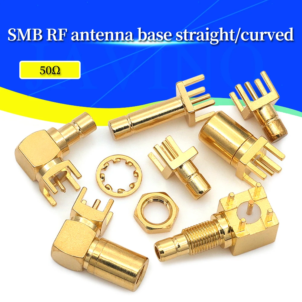 SMB PCB Mount Connector SMB Male/Female RF Coaxial Adapter SMB Female Jack Right Angle Solder PCB Panel 4 Pins 50Ohm