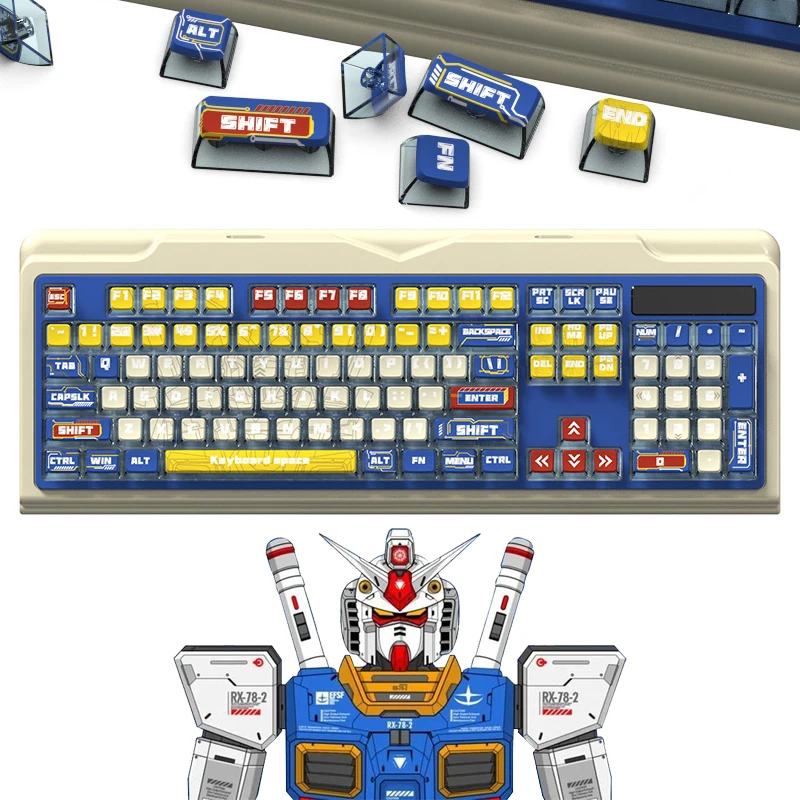 

Gundam PBT Keycap ASA Highly Sublimated Technology DIY Cartoon Personalized for Cherry MX Switch Game Mechanical Keyboard Cap
