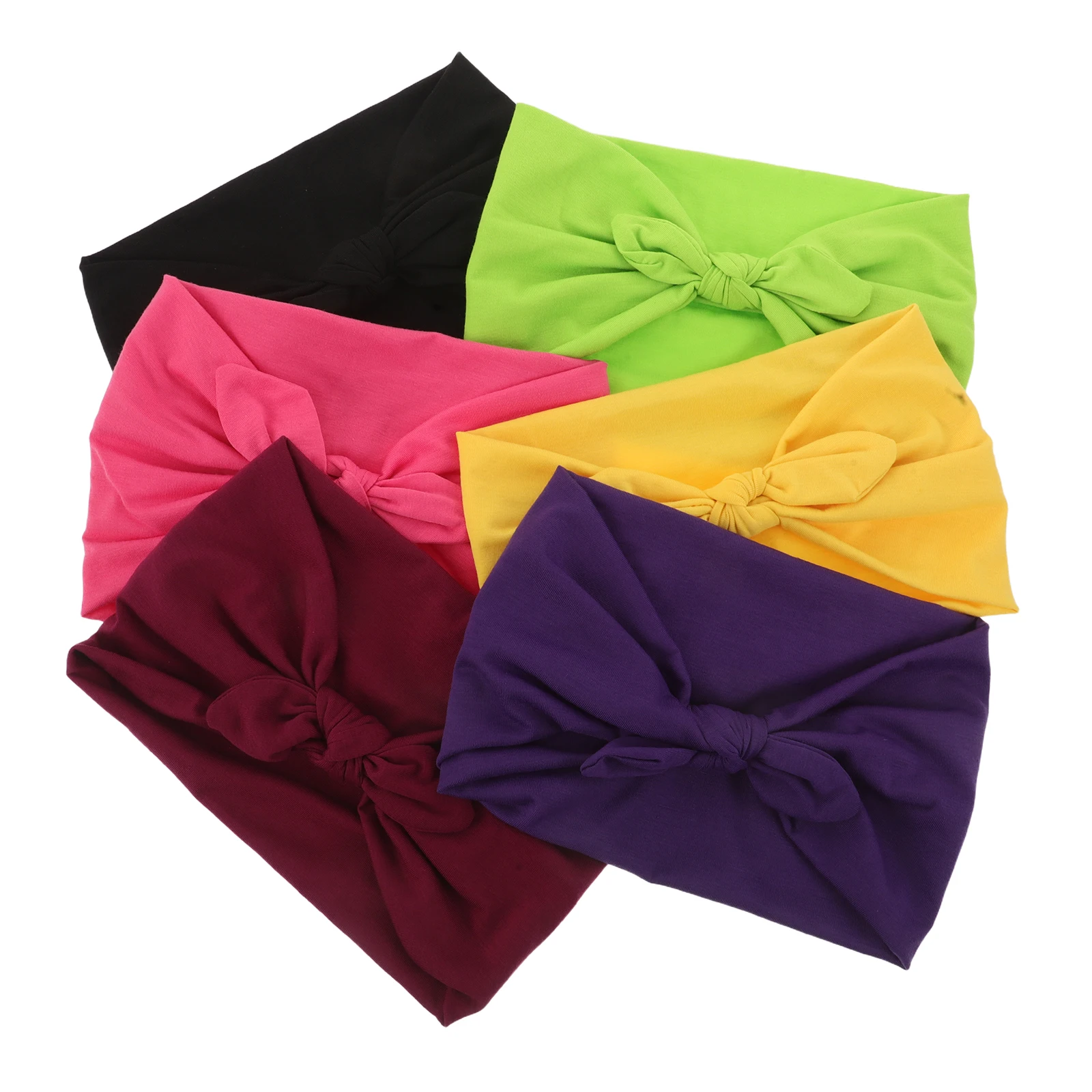 

6pcs Wide Hair Band Bow Headbands For Women Elastic Knotted Rabbit Ear Sweat Wicking Yoga Running Headwraps Non Slip Sport Wraps