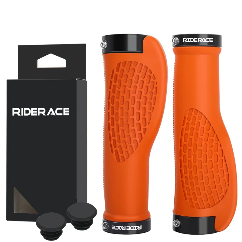 Riderace Bike Rubber Grips MTB Dual Lock Handle Bar Cover Anti-Slip Shockproof Cycling Soft Ergonomic Grips