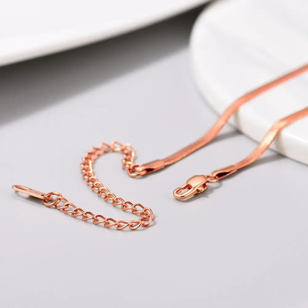 U7 Adjustable Flat Snake Choker Necklace 3mm Gold Silver Color Stainless Steel 13 inch 15inch Necklace For Women
