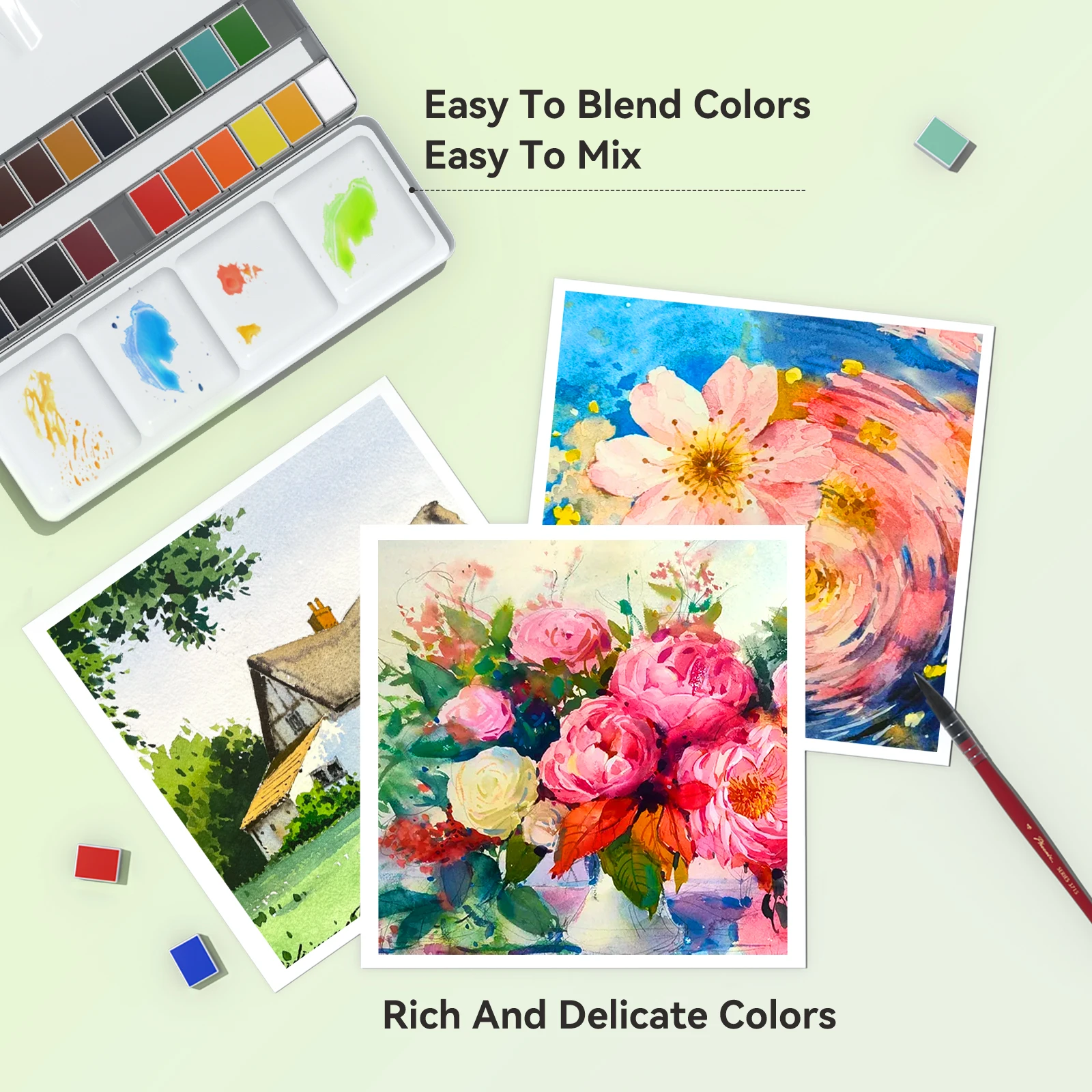 مجموعة ألوان مائية من MeiLiang 24، صبغة ألوان مائية صلبة لفناني الرسم واللوازم المدرسية #5