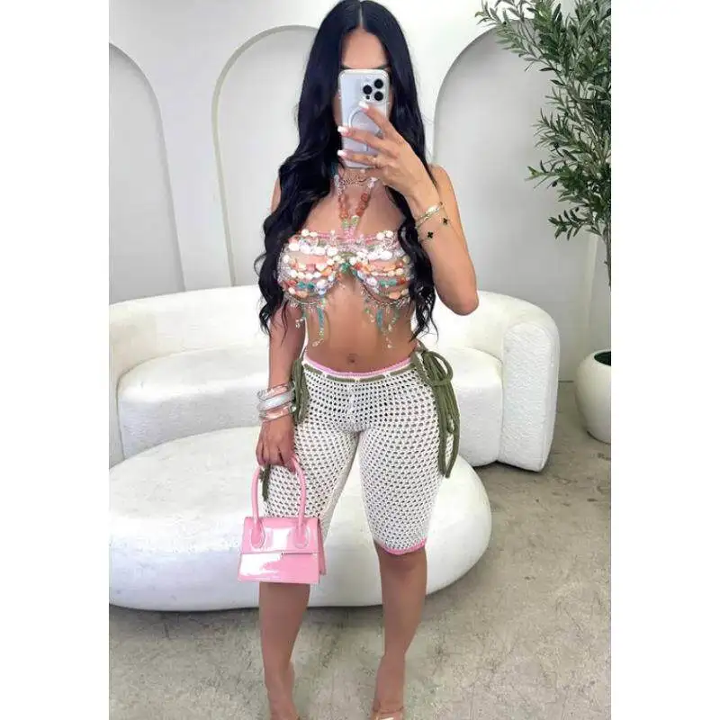 

Tassel Trimmed Bikini Top for Party Beach Holiday Music Festival Pair with Body Chain B25266 Spicy Girl Sexy Swimwear