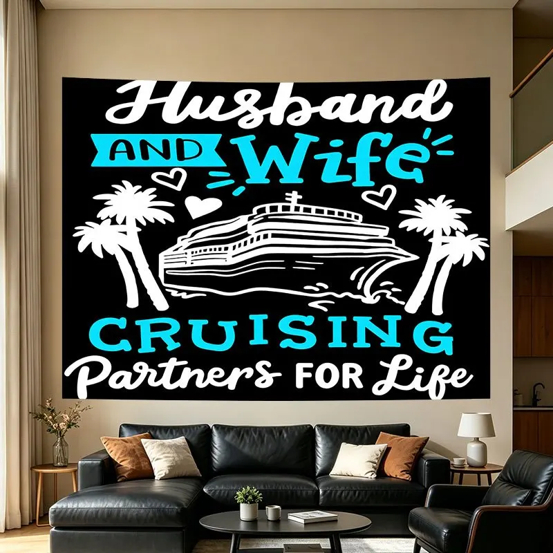 Husband and Wife Cruising Partners for Life Tropical Beach Couple Love Wedding Gift Wall Art Decor