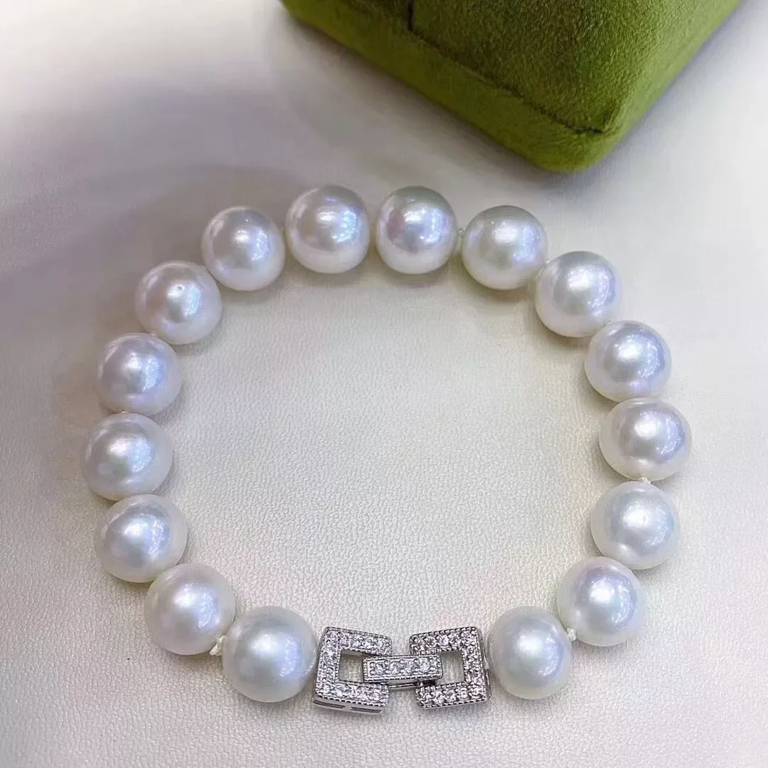 Beautiful Pearl Bracelet AAAA 12-13mm Natural Japanese Round Pearl Bracelet 925S 7.5-8 inch