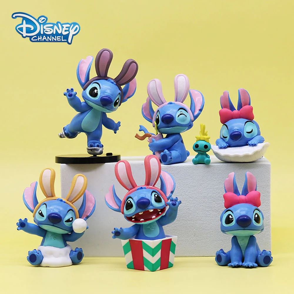 Disney Anime Lilo Stitch Kawaii Figure Model Doll Cartoon Stitch Figurines Desktop Ornament Party Cake DIY Decorations Kids Gift