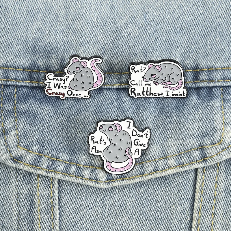 Funny Sarcastic Rat Enamel Pins Set 