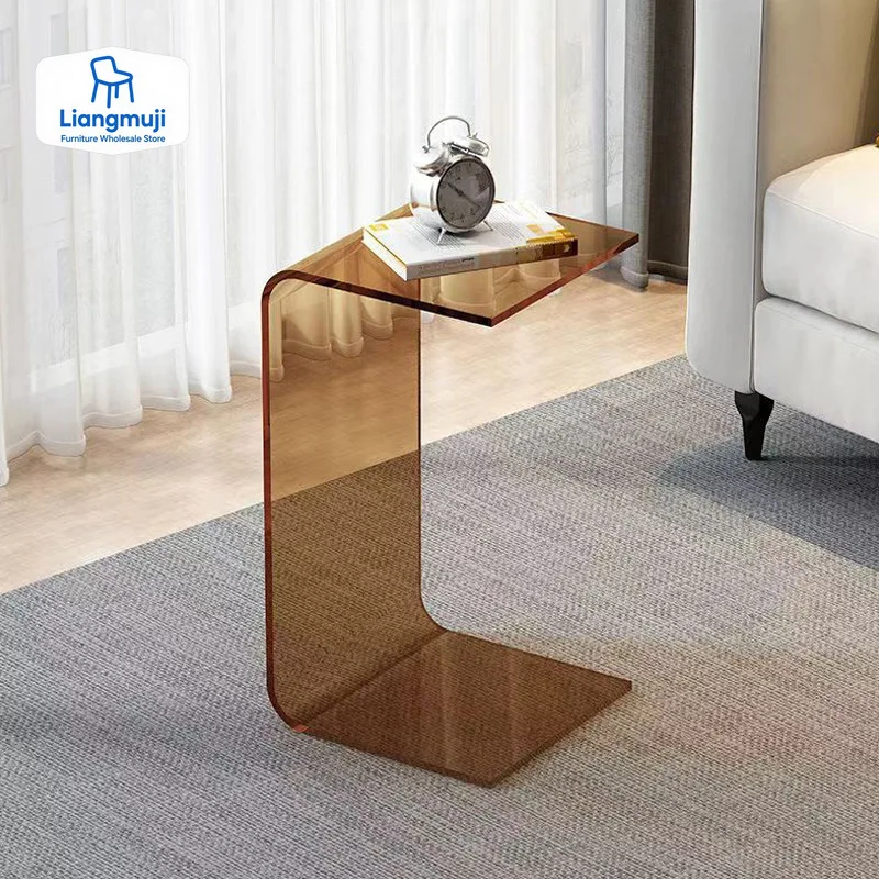 

Acrylic Sofa Tables C-type Side Coffee Table Living Room Bay Window Computer Table Bedroom Corner Stand Balcony Storage