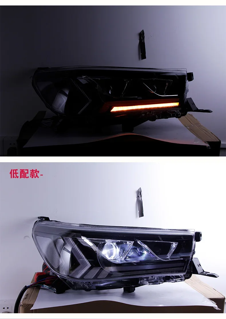 Pair of LED Headlight assembly For Toyota HILUX REVO DRL daytime running light head lamp Car accessories