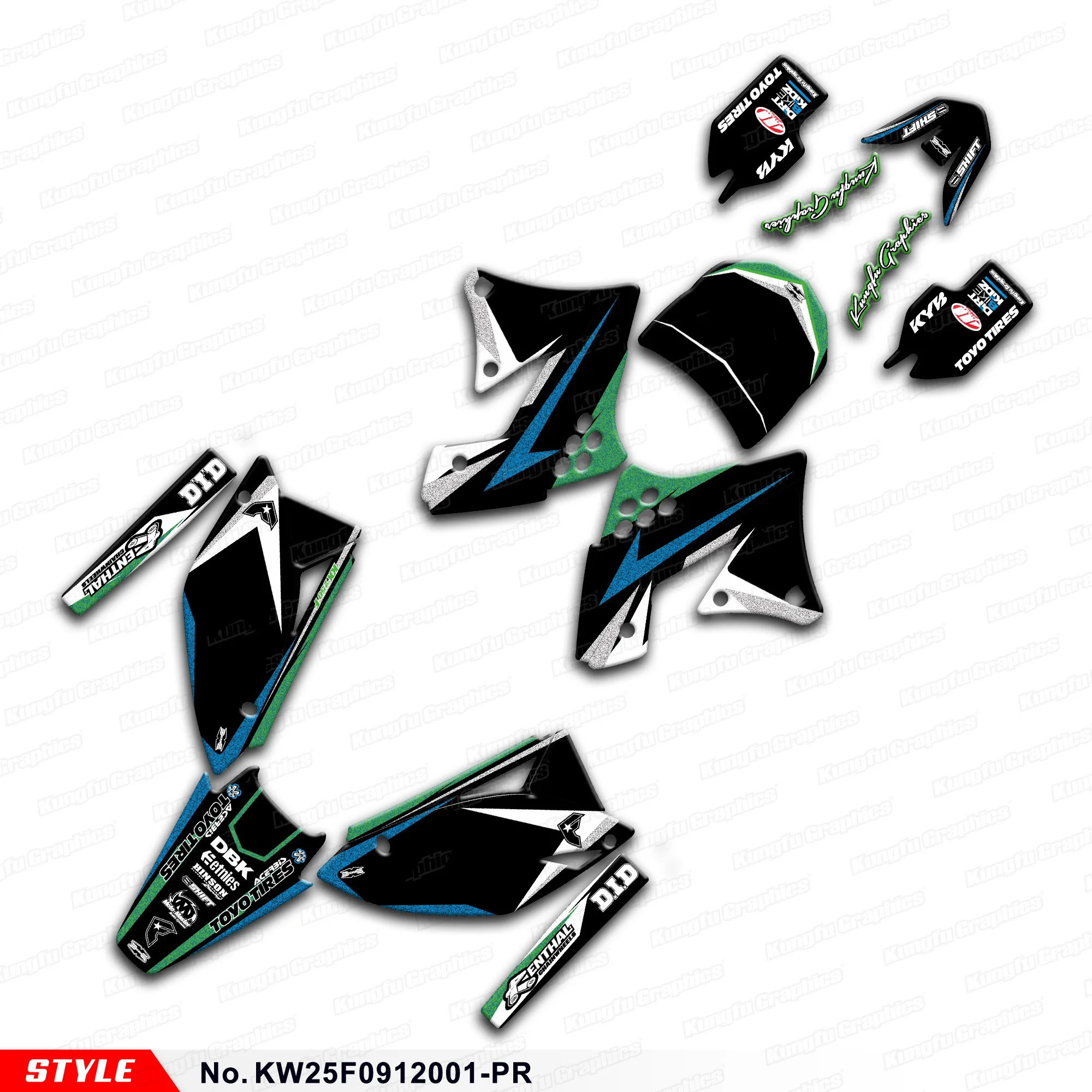 

Motorcycle Decals Wrap Sticker for Kawasaki KX250F KX250 F 2009 2010 2011 2012, KW25F0912001-PR