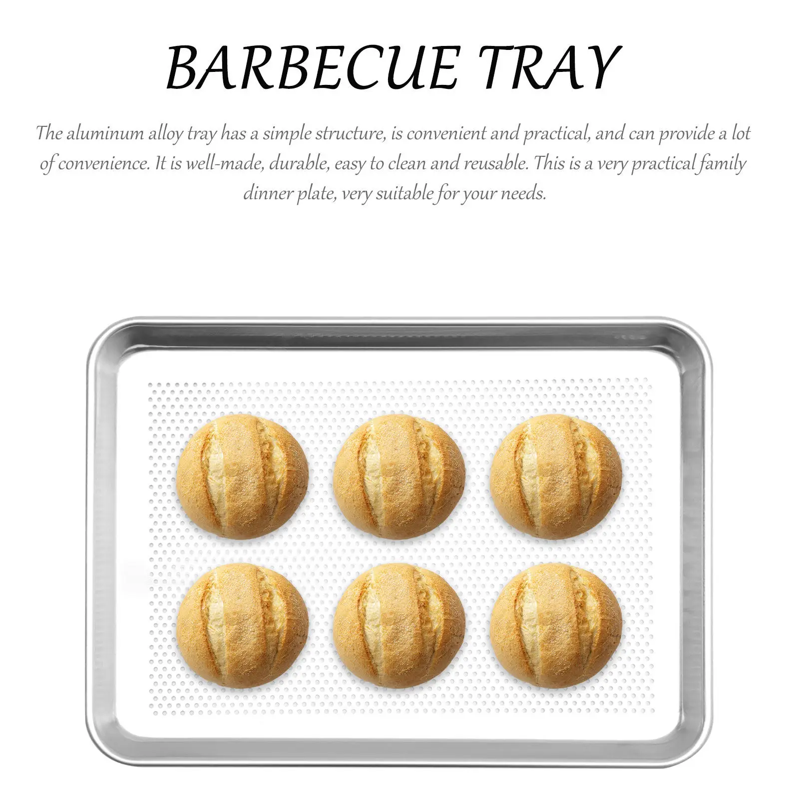 1Pcs Oblong Aluminum Alloy Baking Plate Heat Even Distribution Perforated Grill Steaming Tray for Pizza Making Cake Baking