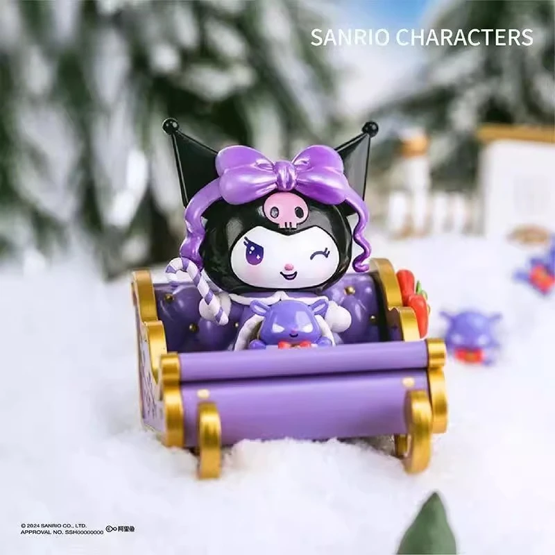 サンリオ冬そりシリーズハローキティクリスマスブラインドボックステーブルオーナメントトレンディなおもちゃフィギュアシナモロールクロミ
