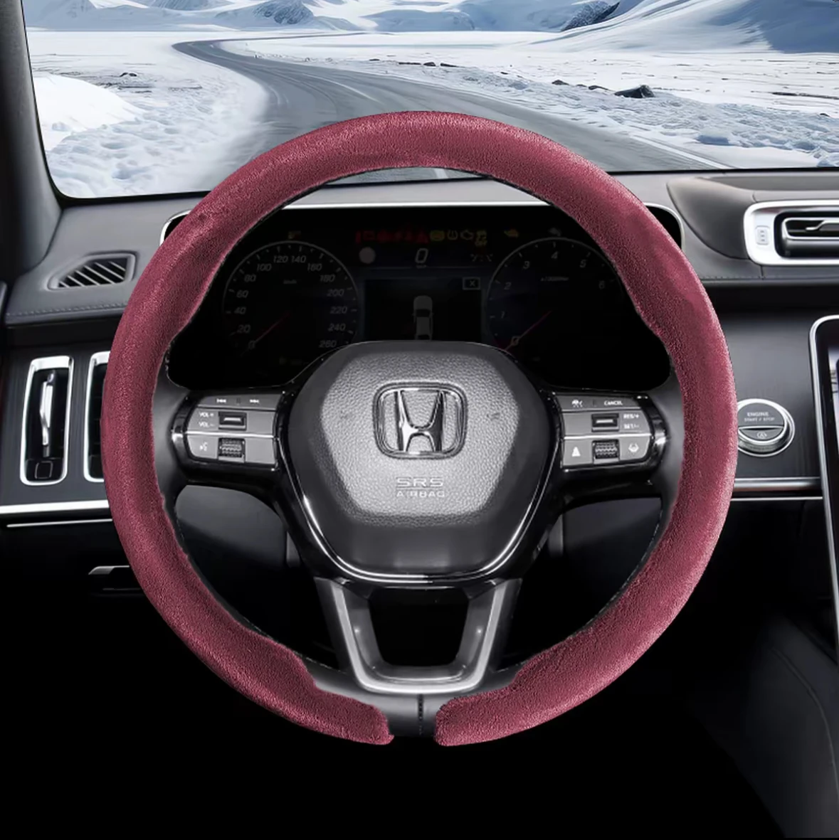 Car Steering Wheel Cover Gearshift Handbrake Cover Protector Decoration Winters Warm Thick Plush Collar Soft  Non Slip Women Man