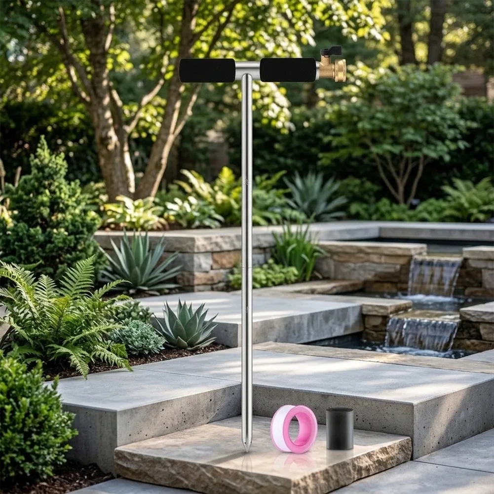 Stainless Steel Deep For Root Irrigation Device with T Shaped Handle for Use with Annuals Perennials and Shrubs