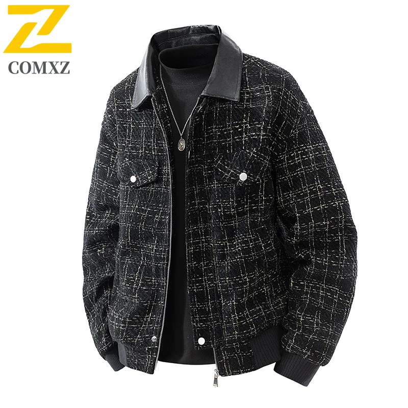 

COMXZ Small Fragrant Jacket Men 2025 New Fashion Versatile Comfortable Breathable Collar Jacket Outdoor Casual Loose Coat Youth