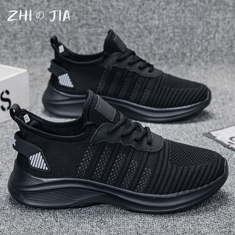 Knitted Sports Shoes Men's Mesh Breathable Oversized Running Shoes Summer Lightweight and Comfortable Casual Footwear 39-50
