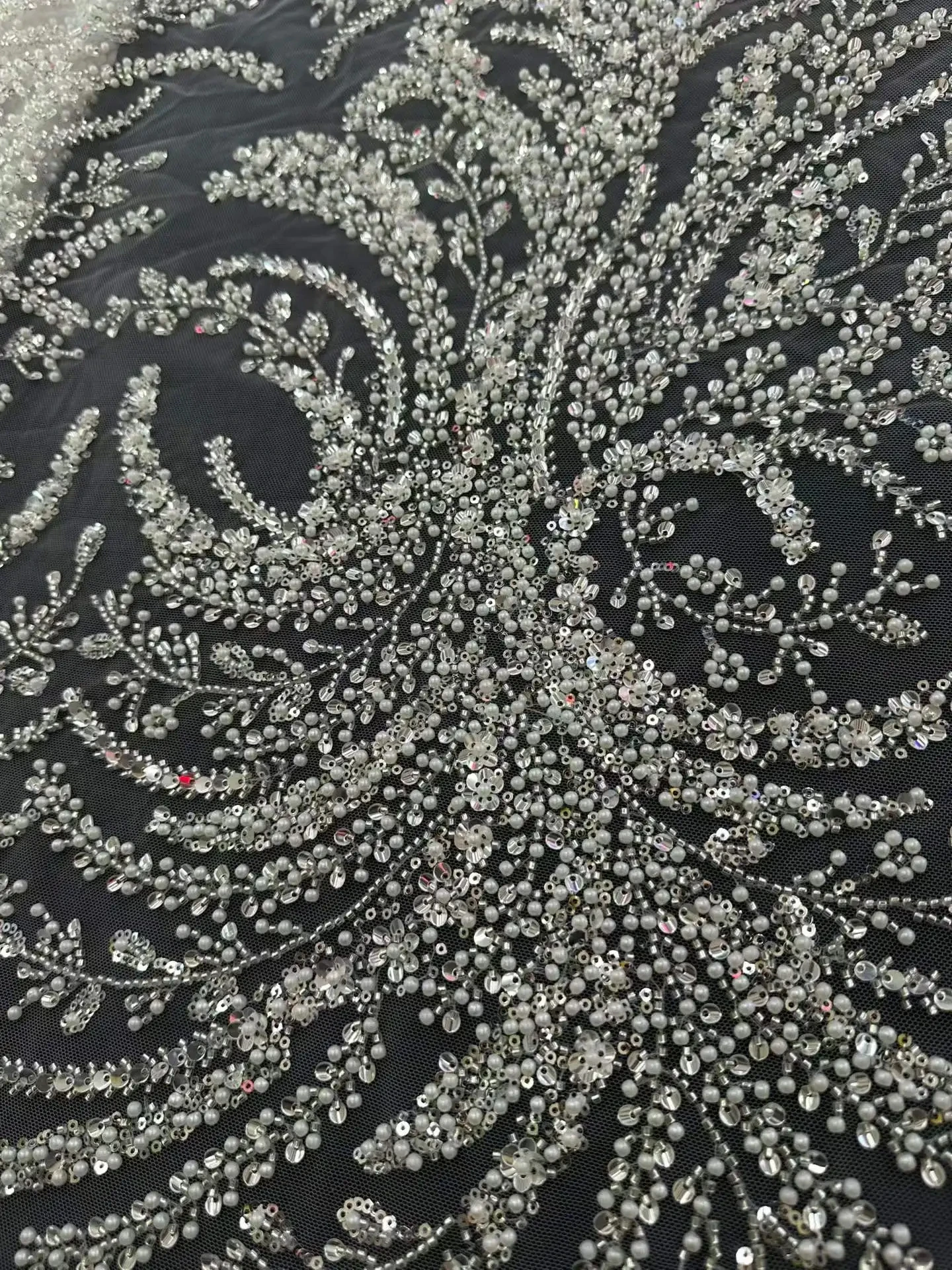 

African Beaded Lace Fabric 2026 High-Quality Nigerian Sequined Embroidered Lace Fabric for Wedding Party Dresses