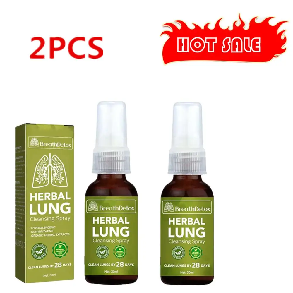 2x Herbal Lung Cleansing Spray Breath Detox Herbal Lung Cleanse Spray, Herbal Lung Cleanse Mist - Powerful Lung Support