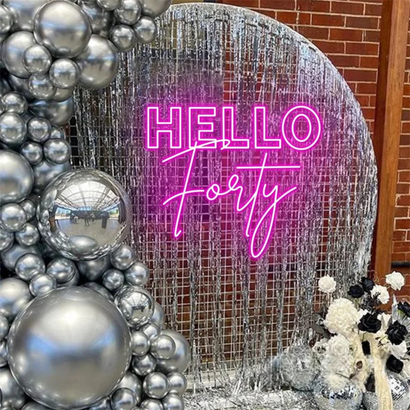 Hello Forty Neon Sign, Custom 40th Birthday LED Neon Light Party Decorations talk 40 to me Light Up Sign Birthday Gift