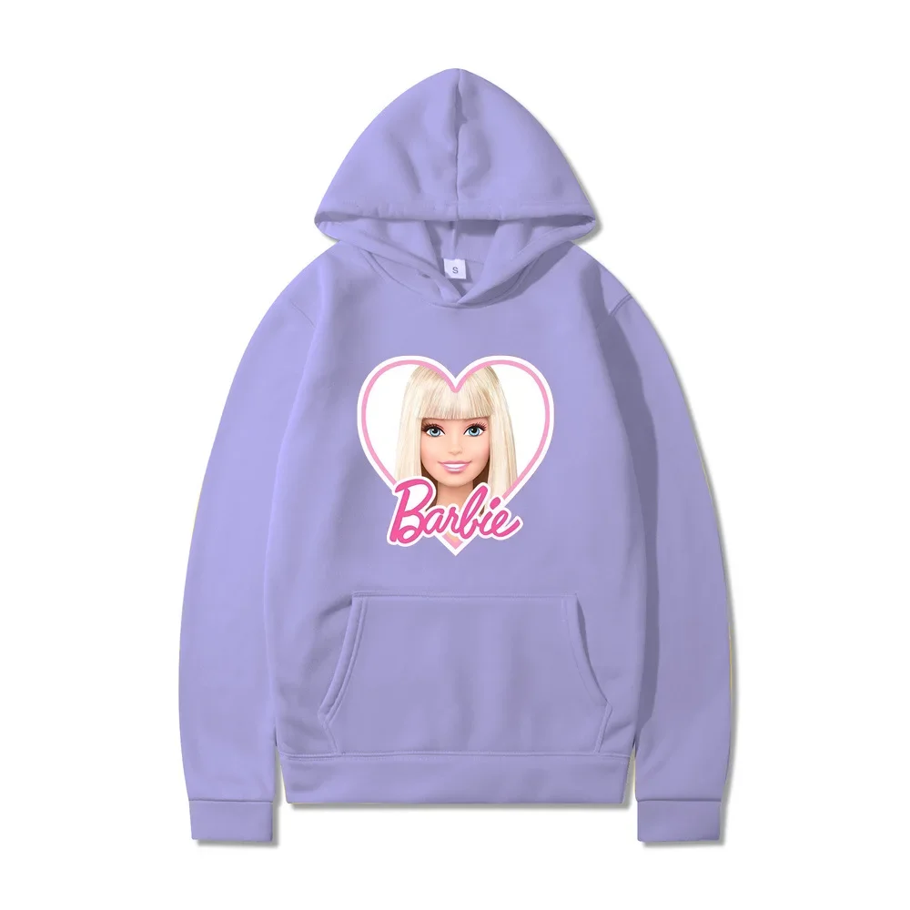 

MINISO Barbie The Movie Peripheral Velvet Sweatshirt Plain Letter Print Kangaroo Pocket Drawstring Print Hoodie Best Gift