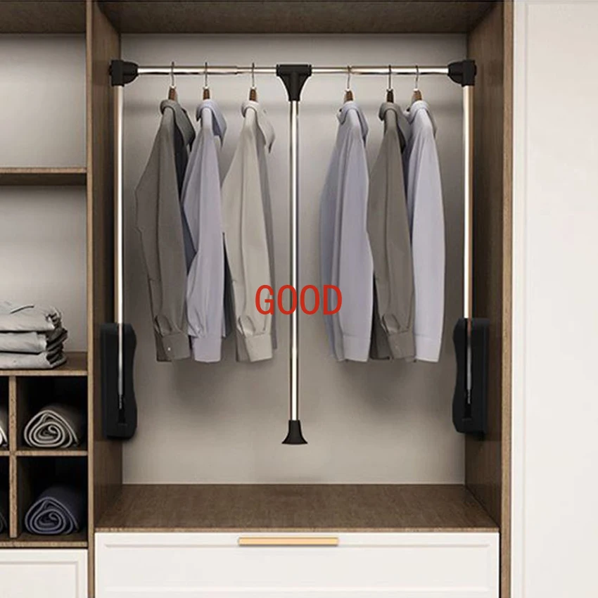 Wardrobe Lifting Clothes Rail Clothes Hanger Damping Buffer Hanger Wardrobe Multifunctional Hardware Rod Load-bearing 12kg