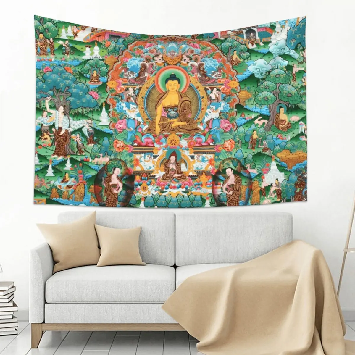 

Mandala 83 Life Of Buddha Thangka Tapestry Home Decoration