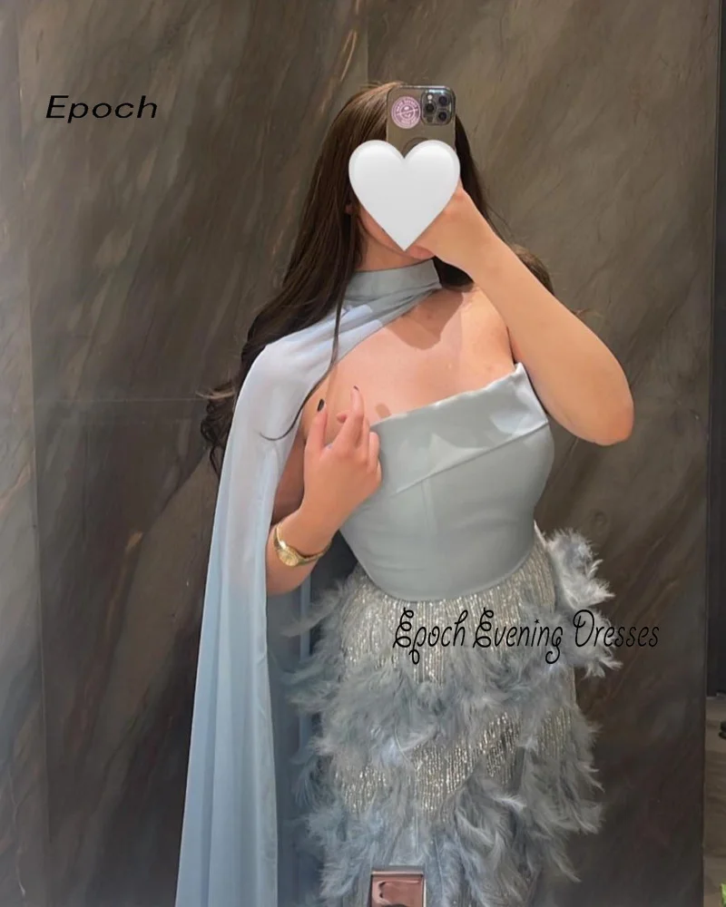 Epoch Formal Evening Dress فساتين مناسبة رسمية Strapless Strapless Elegant Feathers Floor-Length Prom Gown For Sexy Women 2024