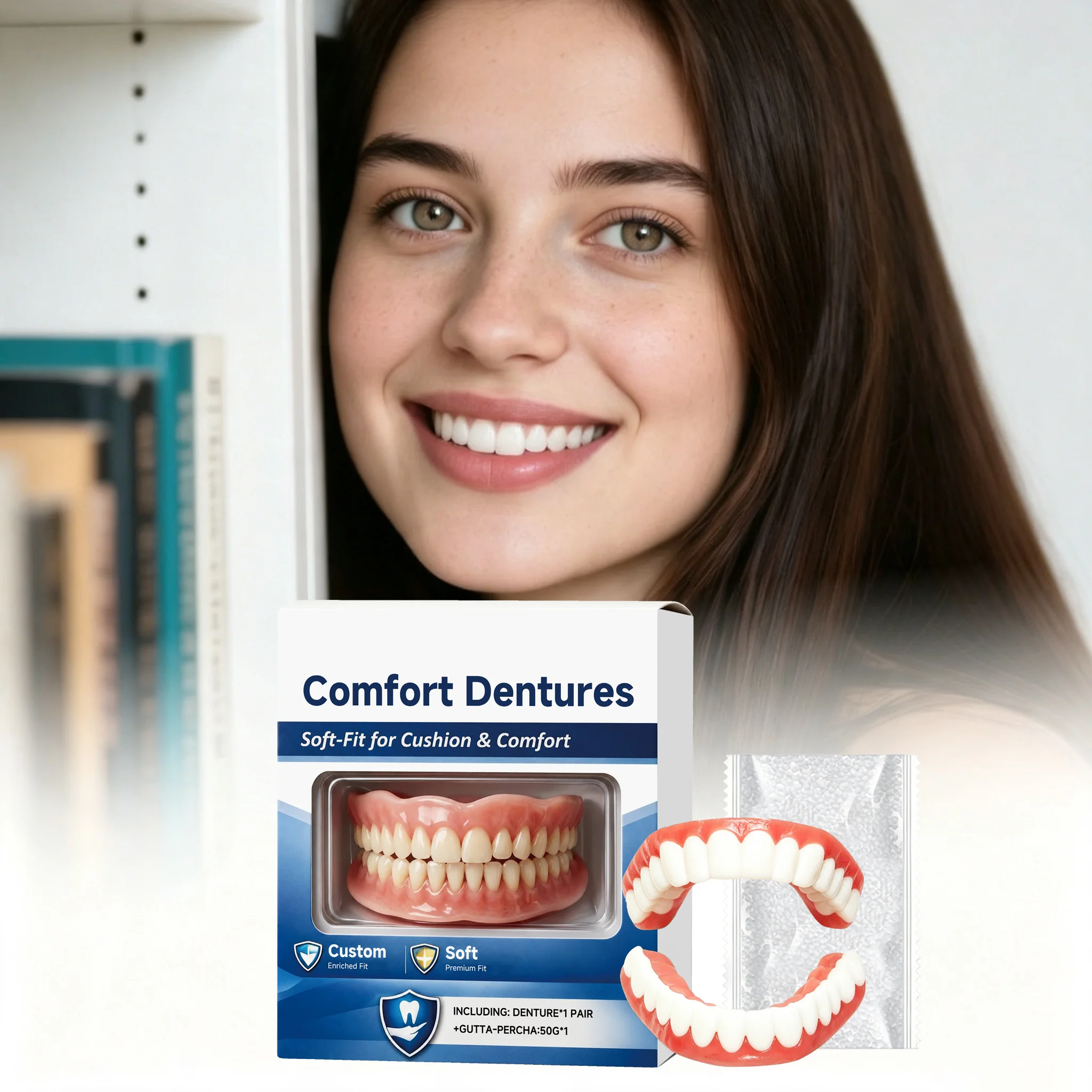 Adjustable Denture Whitening Teeth Upper Lower False Tooth Set Perfect Smile Silicone Reline Denture Simulation Braces For Adult