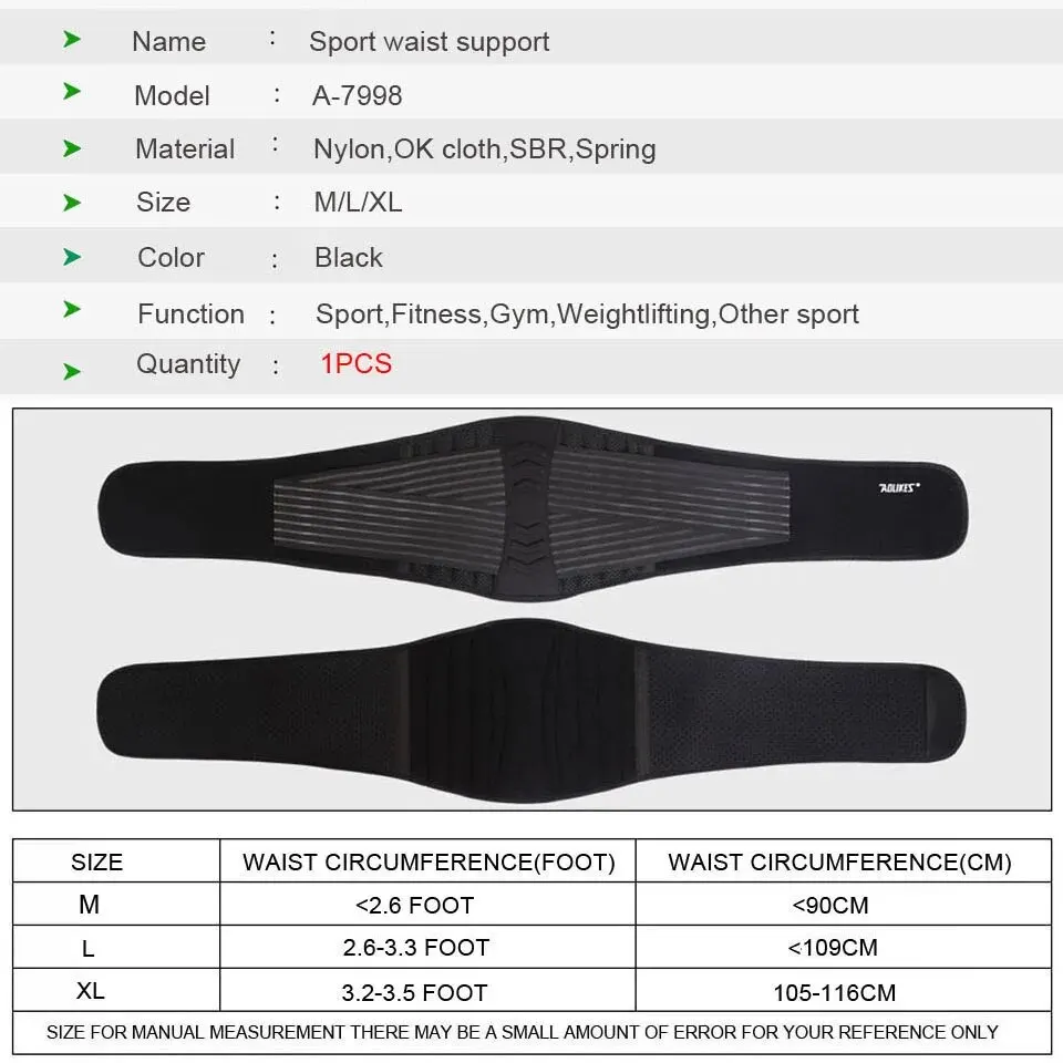 AOLIKES Adjustable Back Lumbar Support Belt Breathable Waist Brace Strap for Lower Back Pain Relief, Scoliosis, Herniated Disc