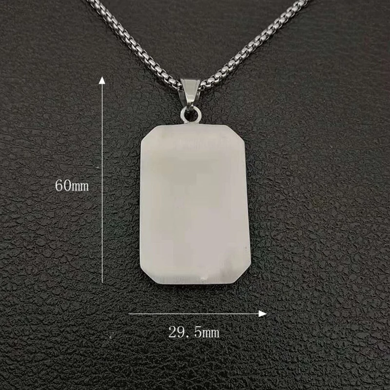 Stainless Steel Geometric Square Dog Tag Pendant Necklace Full Rhinestone Paved Bling Iced Out Men Hip Hop Rapper jewelry Gift