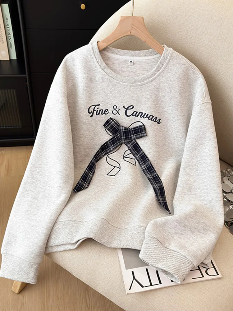 스위트 노트 라운드 네 스웨트셔츠 여성용 루즈 슬리밍 레터 프린트 캐주얼 여성 상의 2026년 가을 신상