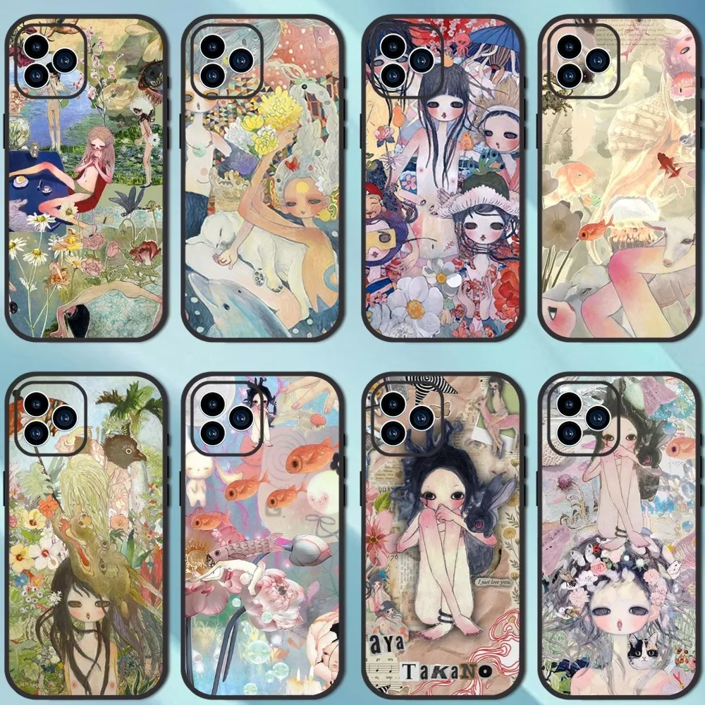 Art Aya Takano  Phone Case For iPhone 13 12 11 14 15 Pro XS Max XR X 8 7 6S 6 Plus SE 2020 Soft Back case