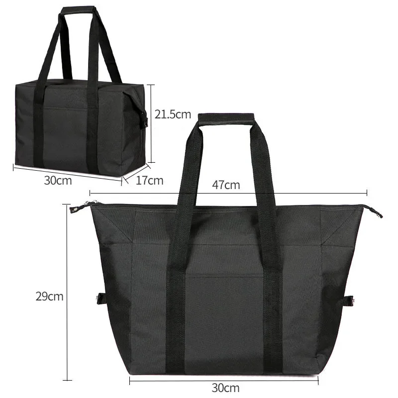 Large Capacity Insulated Tote Bag Foldable Cooler Bags Student Work Lunch Outdoor Picnic Bag Multifunctional Shopping Bag