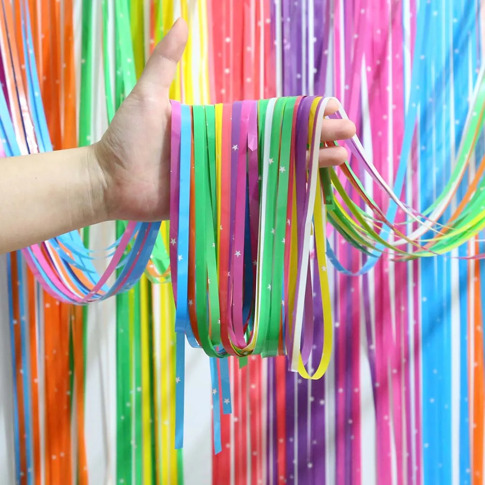 Unicorn Birthday Decoration for Girl,Rainbow Party Decorations, Fringe Curtain,Party Backdrop Curtains,Streamers