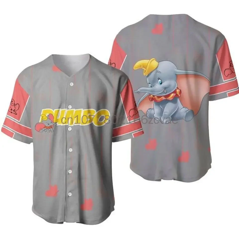 Dumbo Baseball Jersey Custom Name Disney Men\'s Baseball Jersey Fashionable Disney Short Sleeve Hawaiian Shirt Track Top