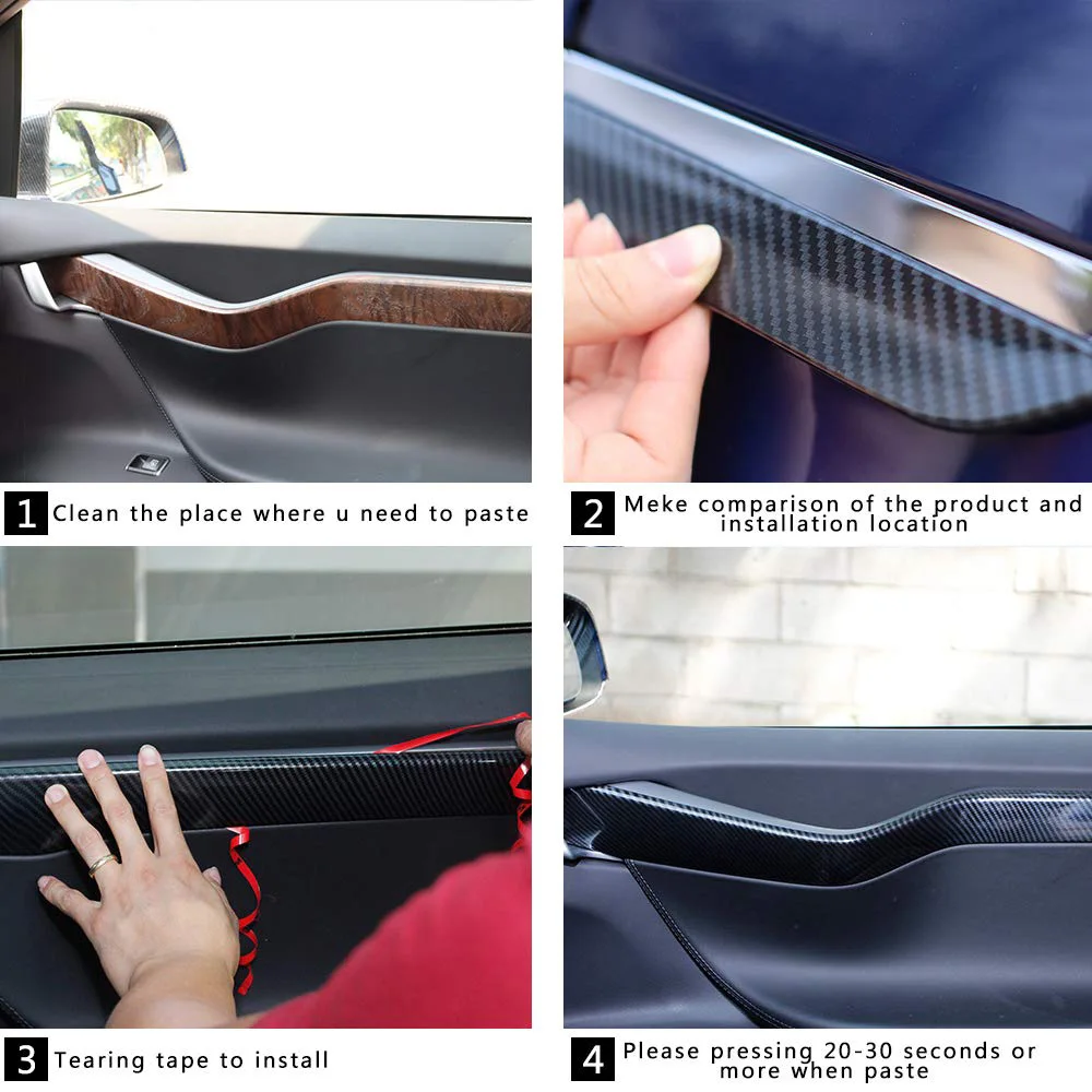 ABTD-Car Inner Door Trim Cover Interior Mouldings Trims For Tesla Model S 2016-2019 Car Accessories, 8PCS