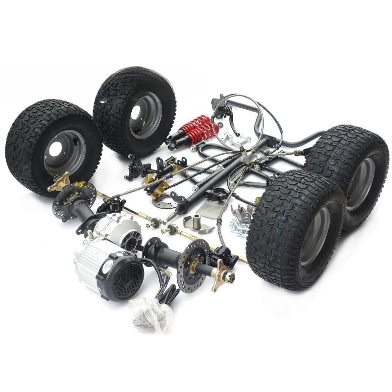 

DIY Modified Four-Wheel Electric Box Kart Accessories Front Suspension Motor Rear Axle Shaft Handlebar Steering 6-Inch Tire