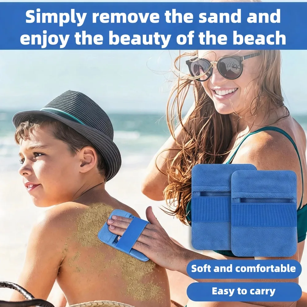 Beach Sand Remover Mitt Reusable Sand Removal Glove for Adults Kids Soft Coral Fleece Sand Cleaner Swimming Pool Camping Hiking