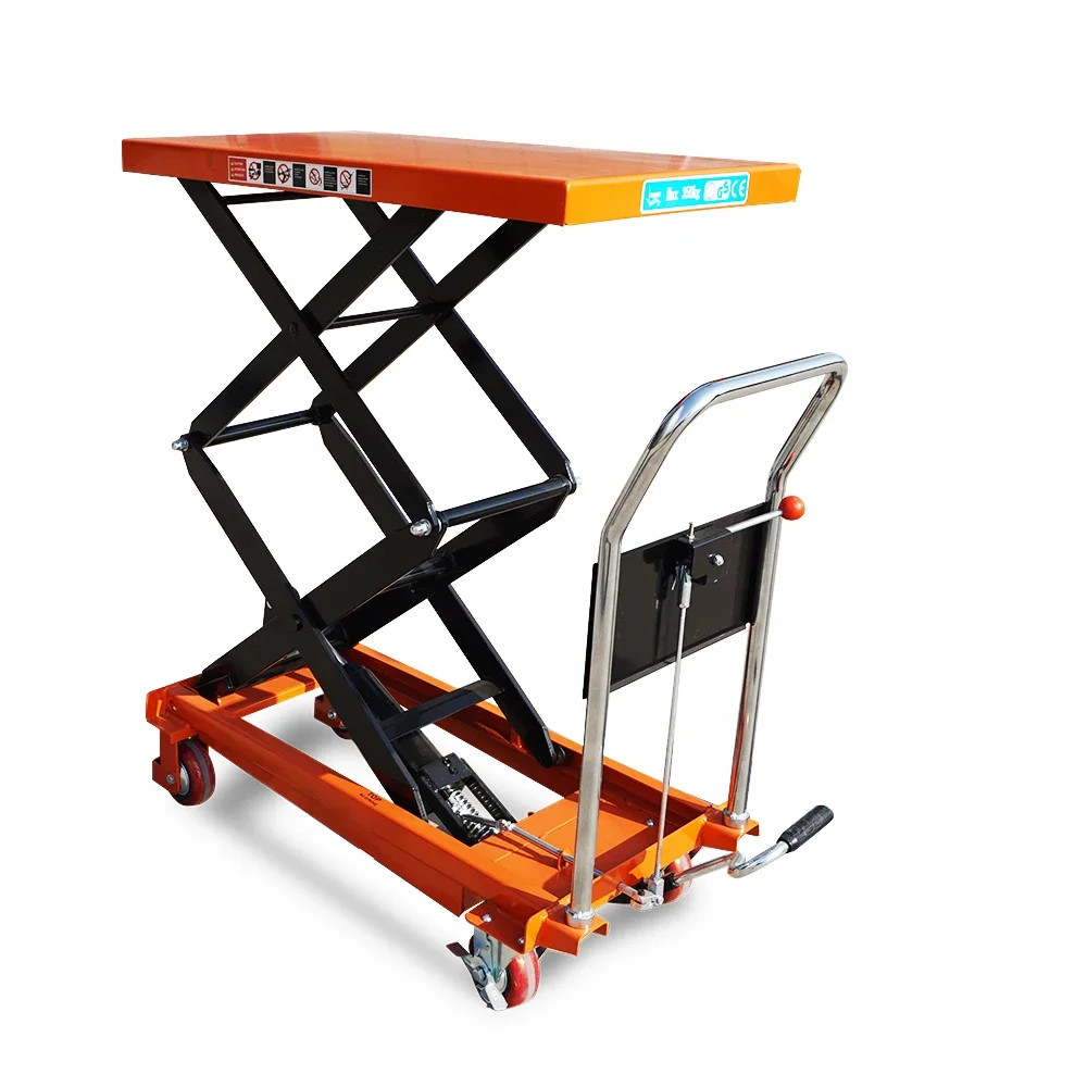 Cheap price PTS1500 1500kg 1700mm hand Lift table manual forklift with double cylnder