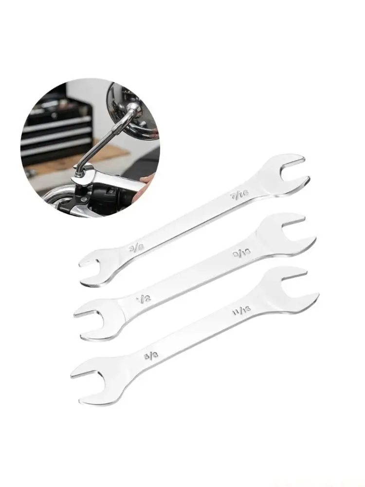 J0MA Double Open End Wrench Set, 3 Piece Thin Metal Hand Set for Fastener Service, Narrow Access Work, and Regular Car or