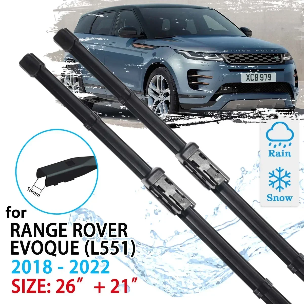 For Range Rover Evoque L551 2018 2019 2020 2021 2022 Windscreen Windshield Accessories Window Brushes 2pcs Car Front Wiper Blade