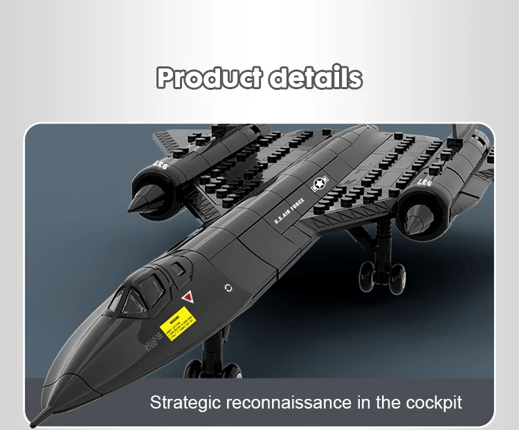 Modèle Avion SR-71 Blackbird En Alliage 1/144 - Collection, Décoration - 22,5 X 11,5 X 14 Cm, Avec Présentoir - 11