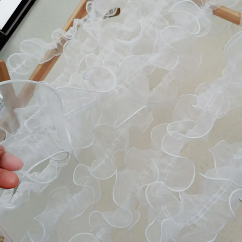 

20Yards 11cm White Organza Lace Trim For Skirt Lotus Leaf Edge Accessory Fabric DIY Crafts And Sewing Trim