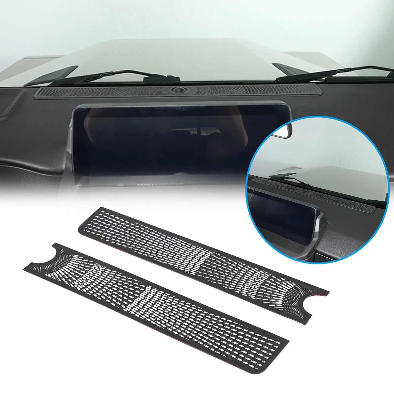 Instrument Upper Panel Air Outlet Anti-Bocking Grille Trim For INEOS Grenadier 2020-2024 Black Steel Interior Protector Cover