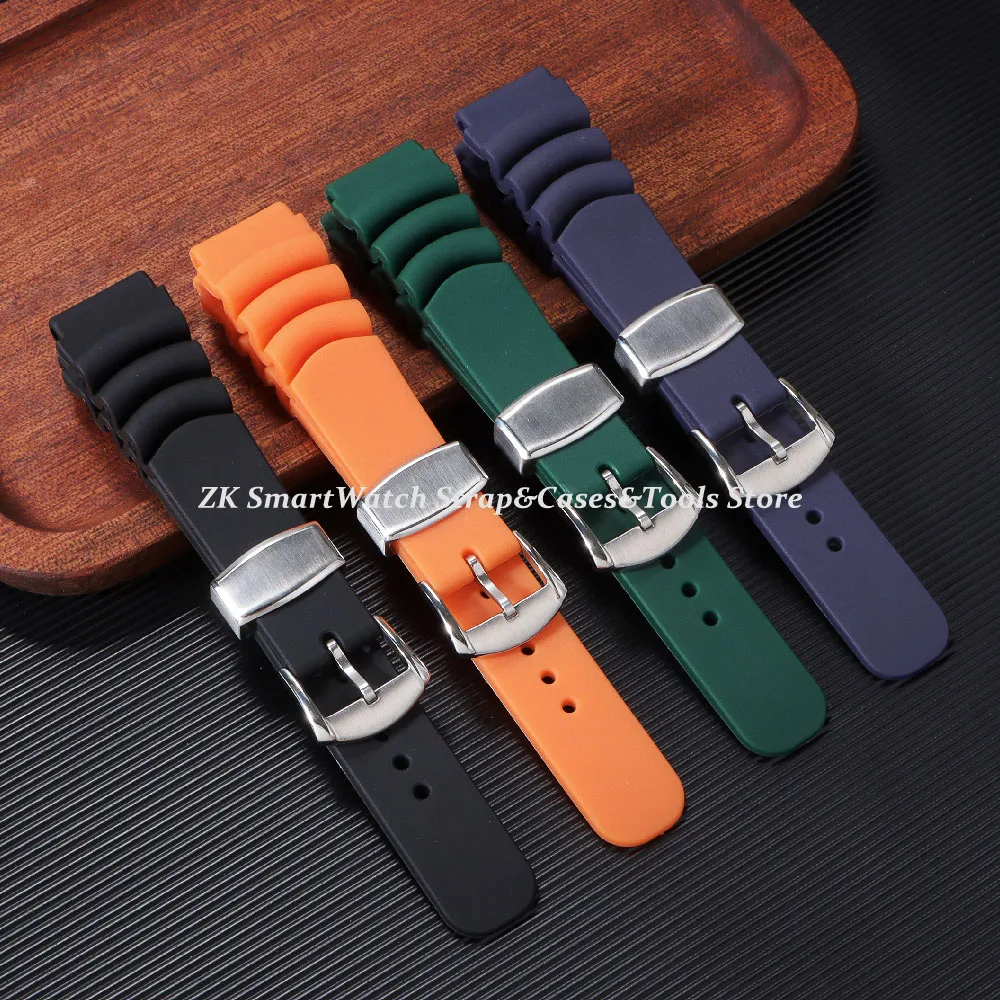 Silicone Watch Strap Soft 20mm 22mm Watch Bands Diving Waterproof Bracelet for Seiko for Citizen Replacement Wristband Belt