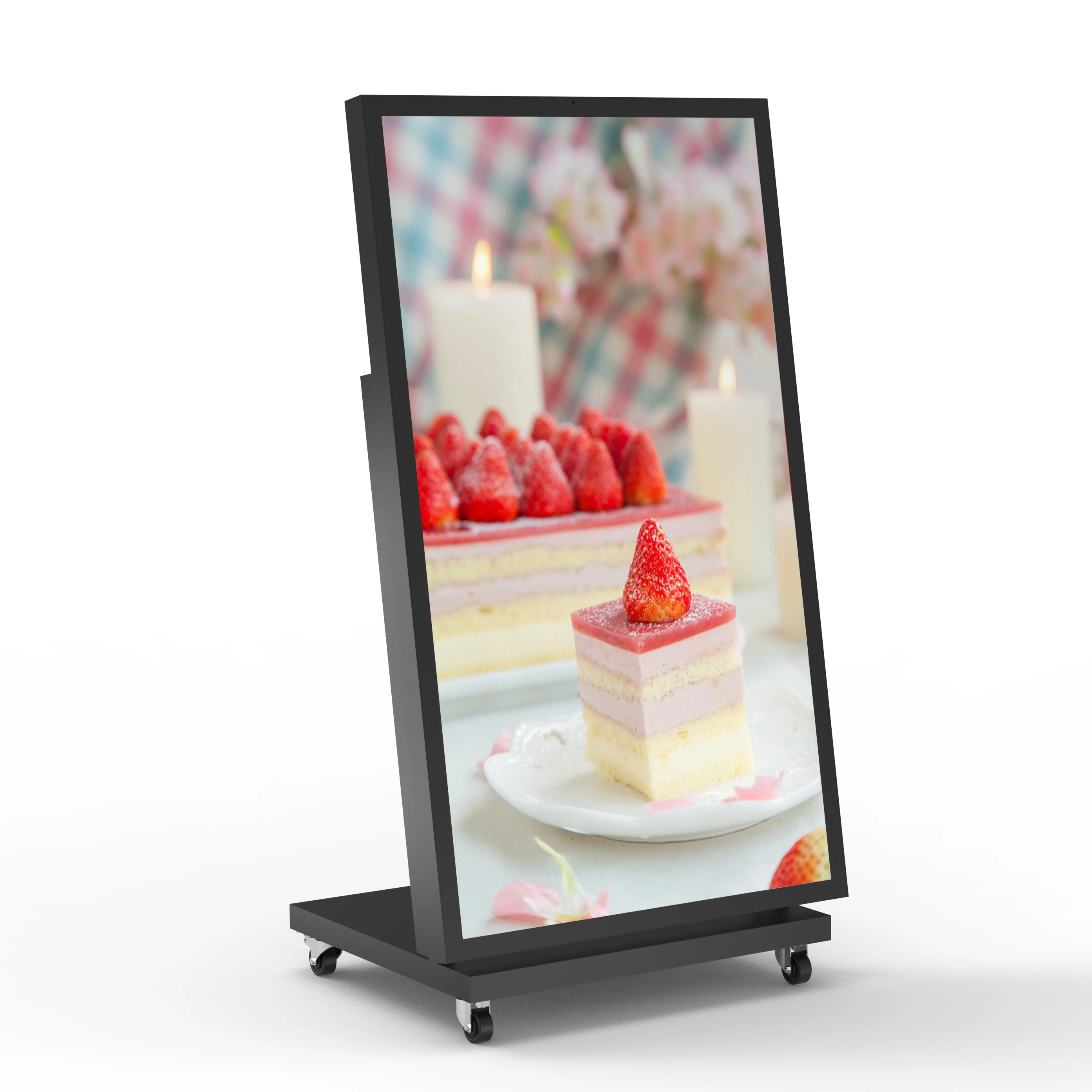 Outdoor 32-65 Inch 2000 Nits High Brightness IP66 Waterproof Portable Foldable Android Display Stand With CMS System