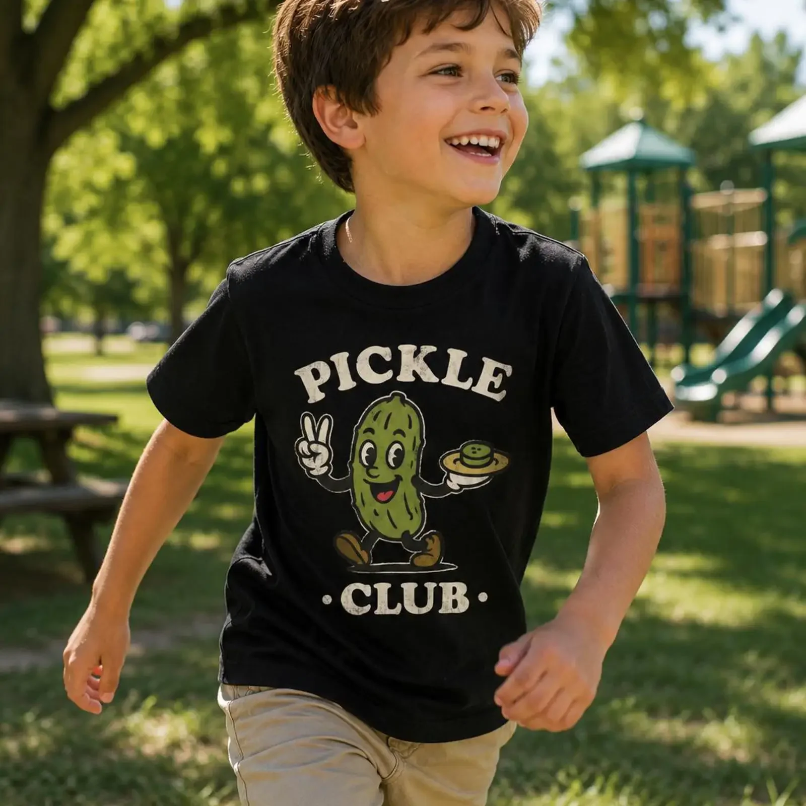 Pickle Club Kids T Shirt Funny Retro Cute Kawaii Food Mascot Youth Toddler Boys Girls  vintage Washed homme graphic Stylish
