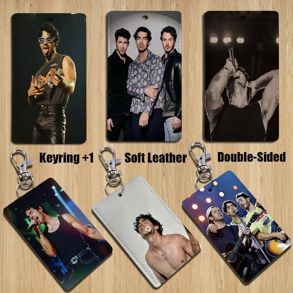 Close J-Jonas Brothers Art Rechteckiges Ausweishülle, Schlüsselanhänger, Zugangskartentasche, Schlüsselanhänger, Ring, Leder, Kartenhalter, Schlüsselanhänger, Zugang
