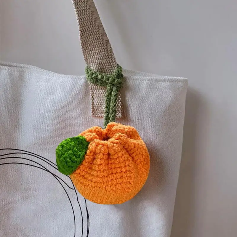 Orange Tangerine Bag Cute Coin Purse Orange-Shaped Crochet Purse Cute Wallet Crochet Tangerine Bag Coin Chargers For Women