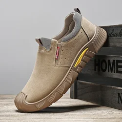 Mens Leather Loafers Non Slip Walking Flats Breathable Outdoor Slip on Casual Shoes for Male Work Office Driving Sneakers